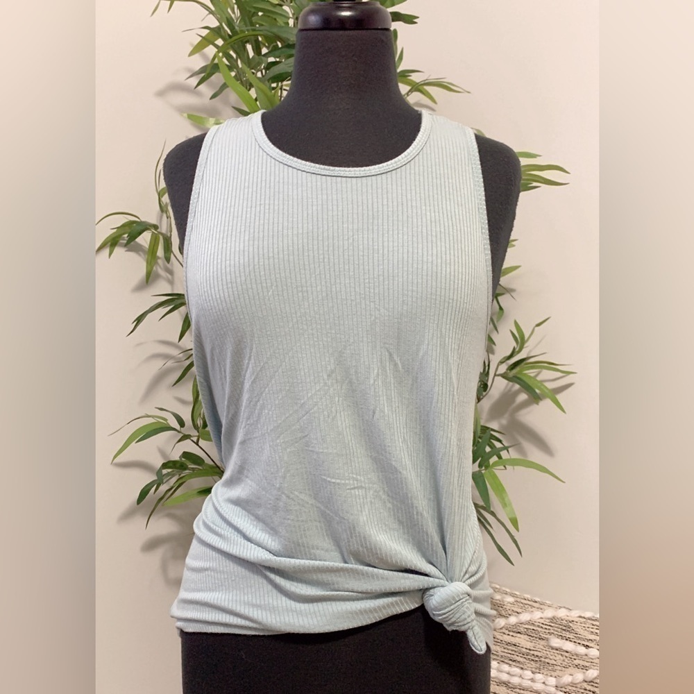 BABY BLUE SOFT SEXY RIB TANK | LIGHTWEIGHT BACK BOW TIE | PASTEL KAWAII TOP